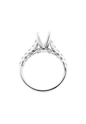 Semi-Mount 4 Prong Engagement Ring with Braided Design and Diamonds Set in 18k White Gold