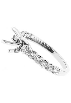 Semi Mount 4 Prong Engagement Ring with a Braided Design and Diamonds Set in 18k White Gold