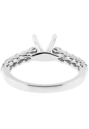 Semi Mount 4 Prong Engagement Ring with a Braided Design and Diamonds Set in 18k White Gold