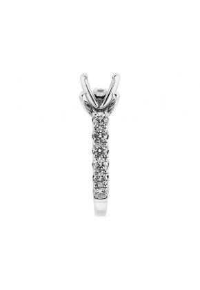 Semi Mount 4 Prong Engagement Ring with a Braided Design and Diamonds Set in 18k White Gold