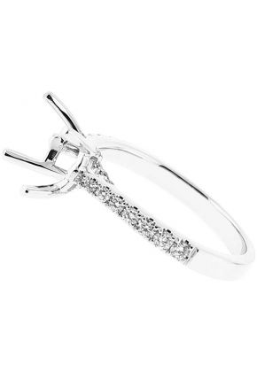 Semi Mount 4 Prong X Design Engagement Ring with Diamonds Set in 18k White Gold