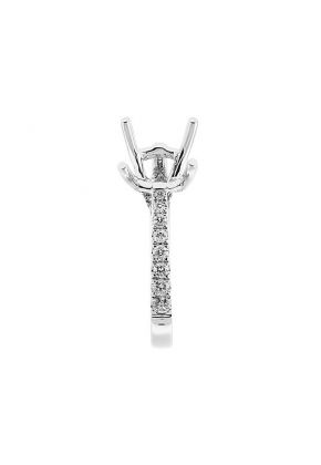 Semi Mount 4 Prong X Design Engagement Ring with Diamonds Set in 18k White Gold