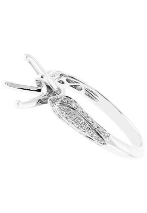 Semi Mount Knife Edge Engagement Ring with Triple Side of Micro-Pav?? Set Diamonds in 18k White Gold