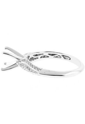 Semi Mount Knife Edge Engagement Ring with Triple Side of Micro-Pav?? Set Diamonds in 18k White Gold