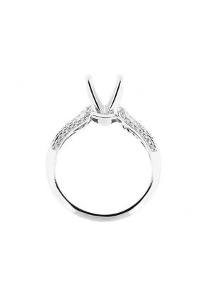 Semi Mount Knife Edge Engagement Ring with Triple Side of Micro-Pav?? Set Diamonds in 18k White Gold