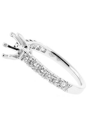 Semi Mount 6 Prong Engagement Ring with Diamonds Set in 18k White Gold
