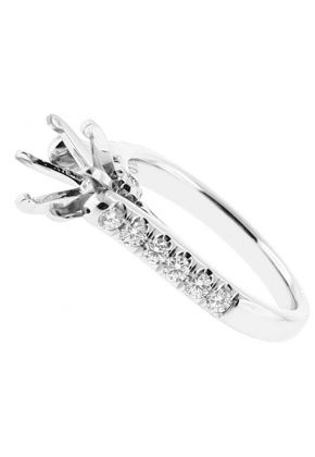 Semi Mount 6 Prong Engagement Ring with Pav?? Set Diamonds in 18k White Gold