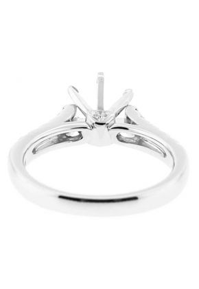 Semi Mount 6 Prong Engagement Ring with Pav?? Set Diamonds in 18k White Gold