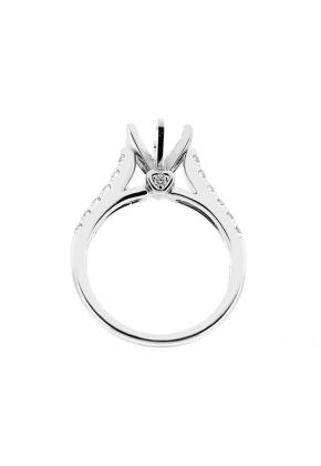 Semi Mount 6 Prong Engagement Ring with Pav?? Set Diamonds in 18k White Gold