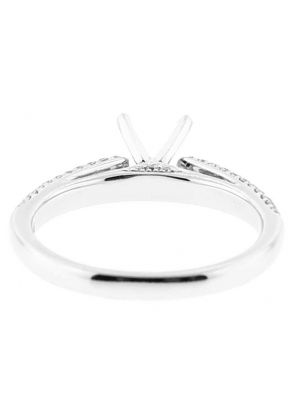 Semi Mount 4 Prong Micro Pav?? Set Diamond Engagement Ring with Openwork Design in 18k White Gold