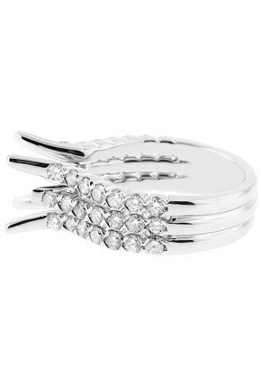 Semi Mount Triple Row Engagement Ring with Diamonds Set in 18k White Gold