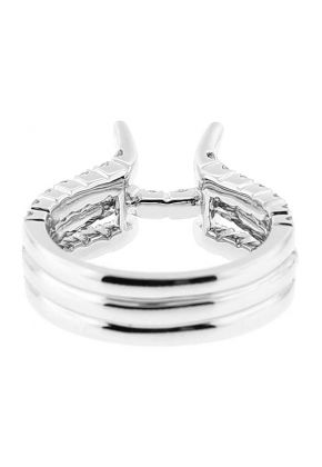 Semi Mount Triple Row Engagement Ring with Diamonds Set in 18k White Gold