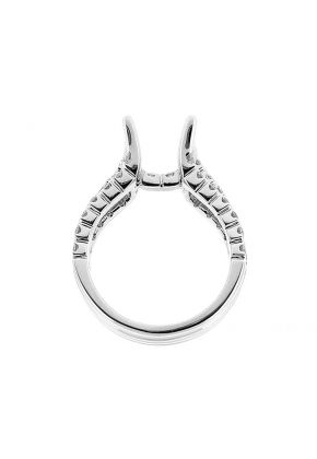 Semi Mount Triple Row Engagement Ring with Diamonds Set in 18k White Gold