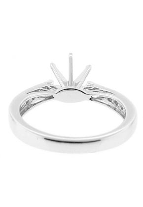 Semi Mount 6 Prong Filigree Engagement Ring with Graduating Diamonds and Beaded Milgrain in 18k White Gold