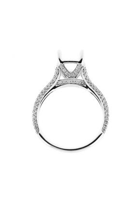 Semi Mount 4 Prong Engagement Ring with Micro-Pav?? Set Diamonds in 18k White Gold