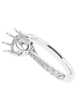 Semi Mount Engagement Ring with 8 Prong Leaf Design Basket and Diamonds Set in 18k White Gold