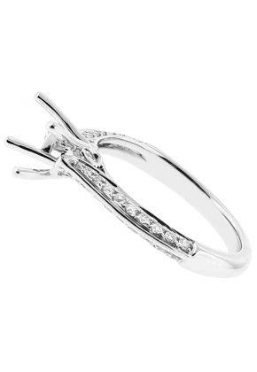 Semi Mount Knife Edge Engagement Ring with Preset Diamonds in 18k White Gold