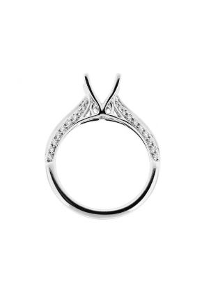 Semi Mount Knife Edge Engagement Ring with Preset Diamonds in 18k White Gold