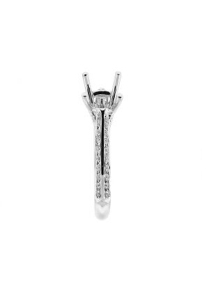 Semi Mount Knife Edge Engagement Ring with Preset Diamonds in 18k White Gold