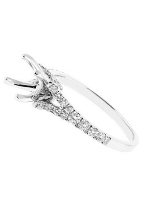 Semi Mount Split Shank Engagement Ring with Diamonds in 18k White Gold