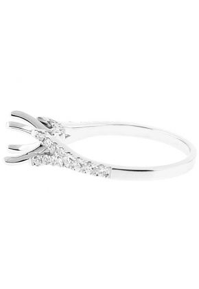 Semi Mount Split Shank Engagement Ring with Diamonds in 18k White Gold