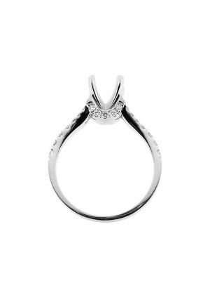 Semi Mount Split Shank Engagement Ring with Diamonds in 18k White Gold