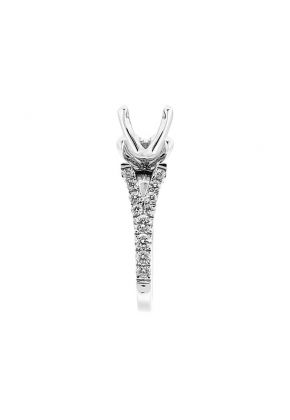 Semi Mount Split Shank Engagement Ring with Diamonds in 18k White Gold