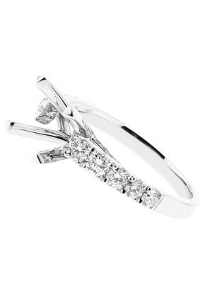Semi Mount Engagement Ring with Prong Set Diamonds in 18k White Gold