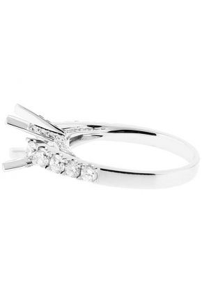 Semi Mount Engagement Ring with Prong Set Diamonds in 18k White Gold