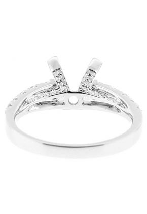 Semi Mount Engagement Ring with Prong Set Diamonds in 18k White Gold