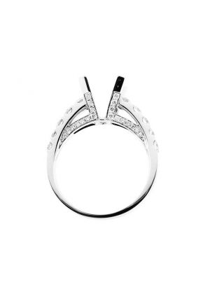 Semi Mount Engagement Ring with Prong Set Diamonds in 18k White Gold