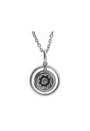 Double Halo Diamond Pendant with a Dangling Center in 18k White Gold