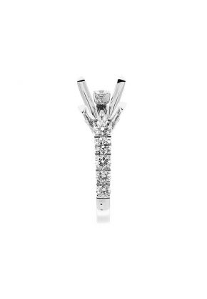 Semi Mount Engagement Ring with Prong Set Diamonds in 18k White Gold