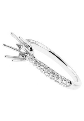 Semi Mount Engagement Ring with Micro Pav?? and Channel Set Diamonds in 18k White Gold