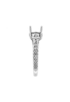Semi Mount Crossover 4 Prong Engagement Ring with Diamonds in 18k White Gold