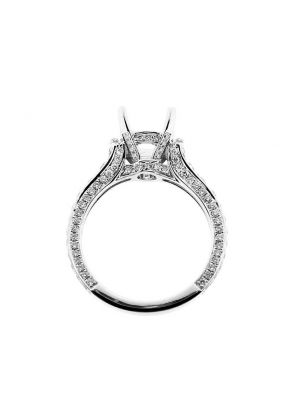 Semi Mount Triple Side Graduated Diamond Encrusted Engagement Ring in 18k White Gold