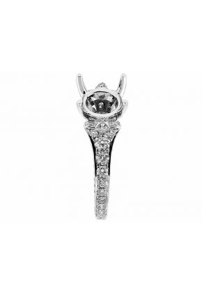 Semi Mount Triple Side Graduated Diamond Encrusted Engagement Ring in 18k White Gold