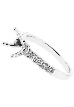 Semi Mount Diamond Engagement Ring with Prong Set Side Stones in 18k White Gold