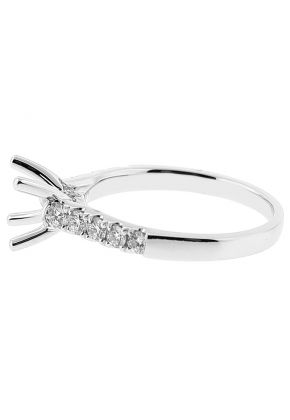 Semi Mount Diamond Engagement Ring with Prong Set Side Stones in 18k White Gold