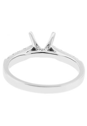 Semi Mount Diamond Engagement Ring with Prong Set Side Stones in 18k White Gold
