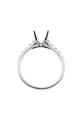 Semi Mount Diamond Engagement Ring with Prong Set Side Stones in 18k White Gold