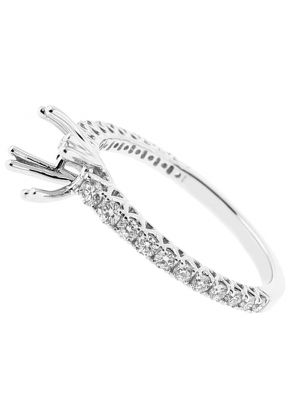 Semi Mount Diamond Engagement Ring with Prong Set Side Stones in 18k White Gold