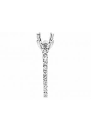 Semi Mount Diamond Engagement Ring with Prong Set Side Stones in 18k White Gold