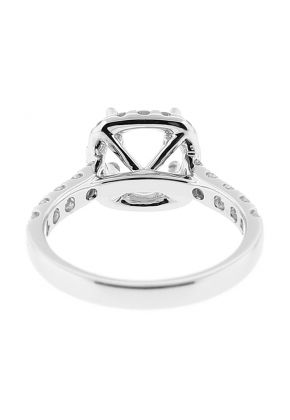 10960 Semi Mount Diamond Halo Engagement Ring with Prong Set Side Stones in 18k White Gold