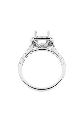 10960 Semi Mount Diamond Halo Engagement Ring with Prong Set Side Stones in 18k White Gold