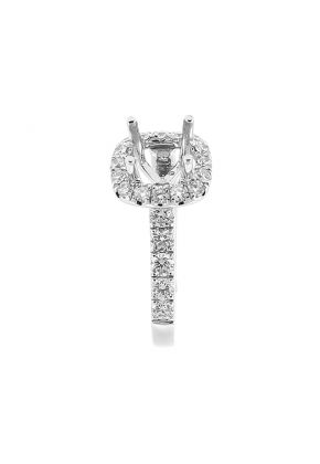 10960 Semi Mount Diamond Halo Engagement Ring with Prong Set Side Stones in 18k White Gold