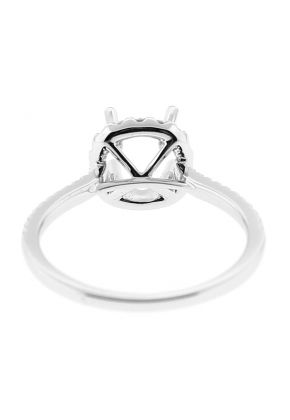 Semi Mount Diamond Engagement Ring with Round Halo in 18k White Gold