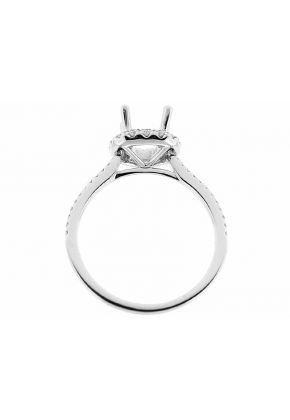 Semi Mount Diamond Engagement Ring with Round Halo in 18k White Gold