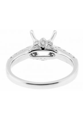 Semi Mount Engagement Ring with Prong Set and Preset Diamonds in 18k White Gold