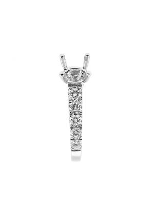Semi Mount Three Side Engagement Ring with Bezel Set Diamonds and Milgrain Detail in 18k White Gold